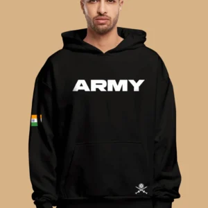 Army Printed Black Hoodie By Offmint