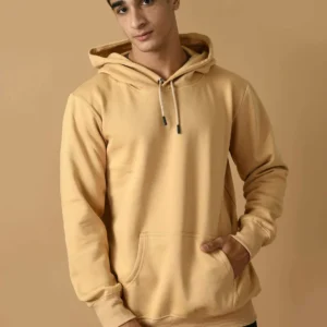 Solid Beige Hoodie By Offmint