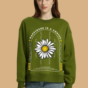 Printed Olive Green Sweatshirt